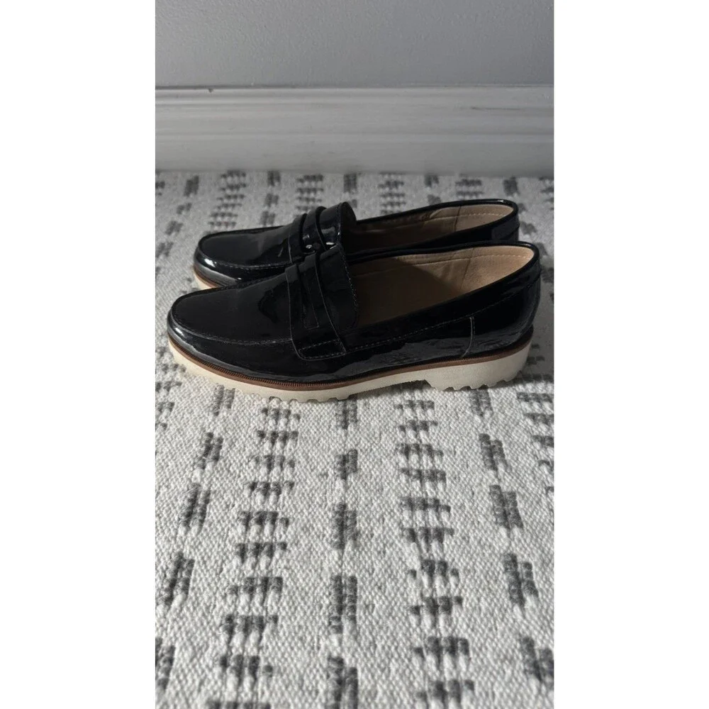 Karl Lagerfeld Paris Moyen Black Slip On Patent Leather Loafer Shoes 6.5 - Picture 3 of 7